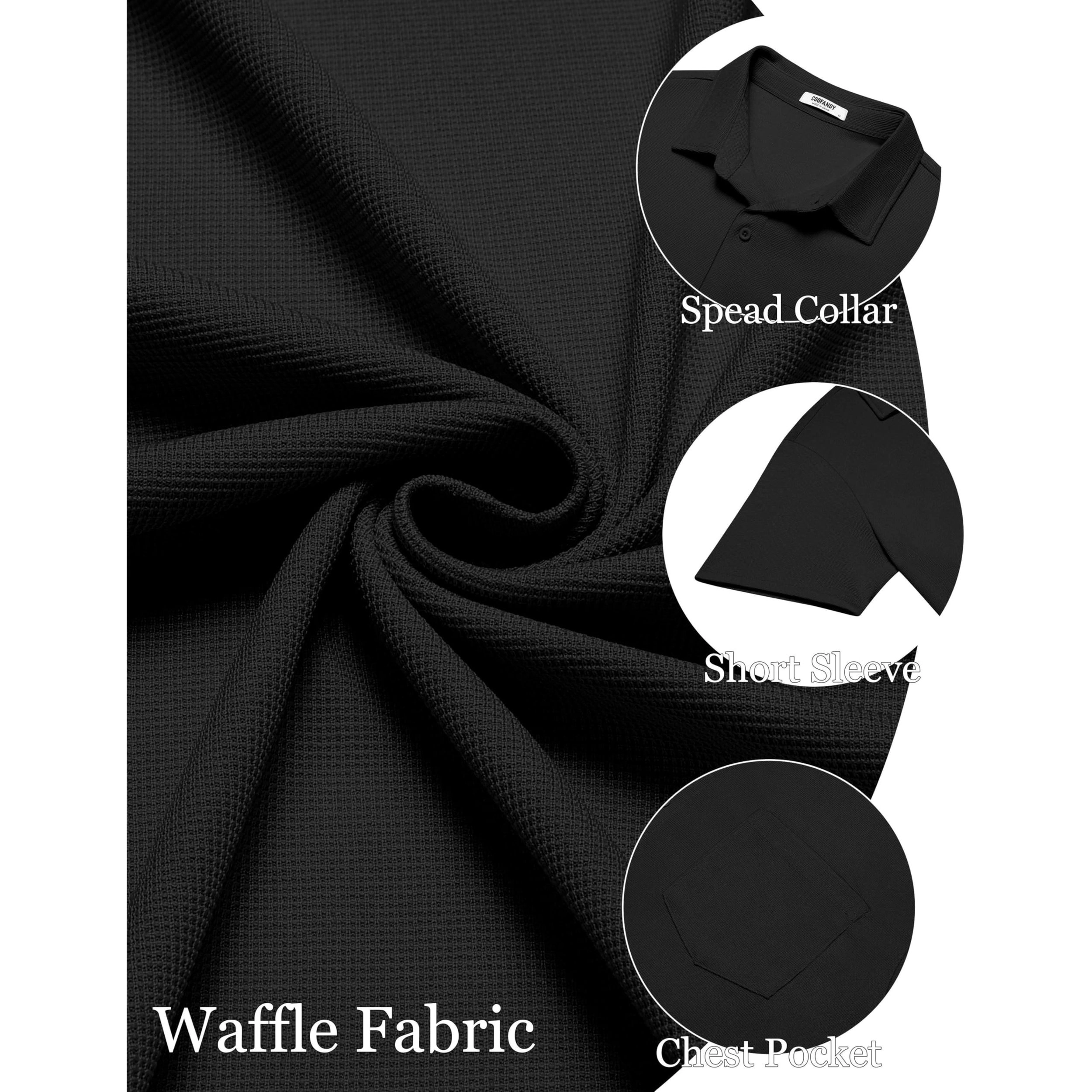 COOFANDY Mens Short Sleeve Button Down Shirts  Lapel Collar Casual Pocket Tops