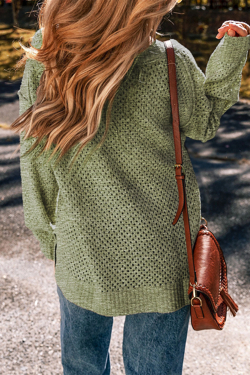 Threaded Pear Women's Juliette Loose Eyelet Shoulder Sweater