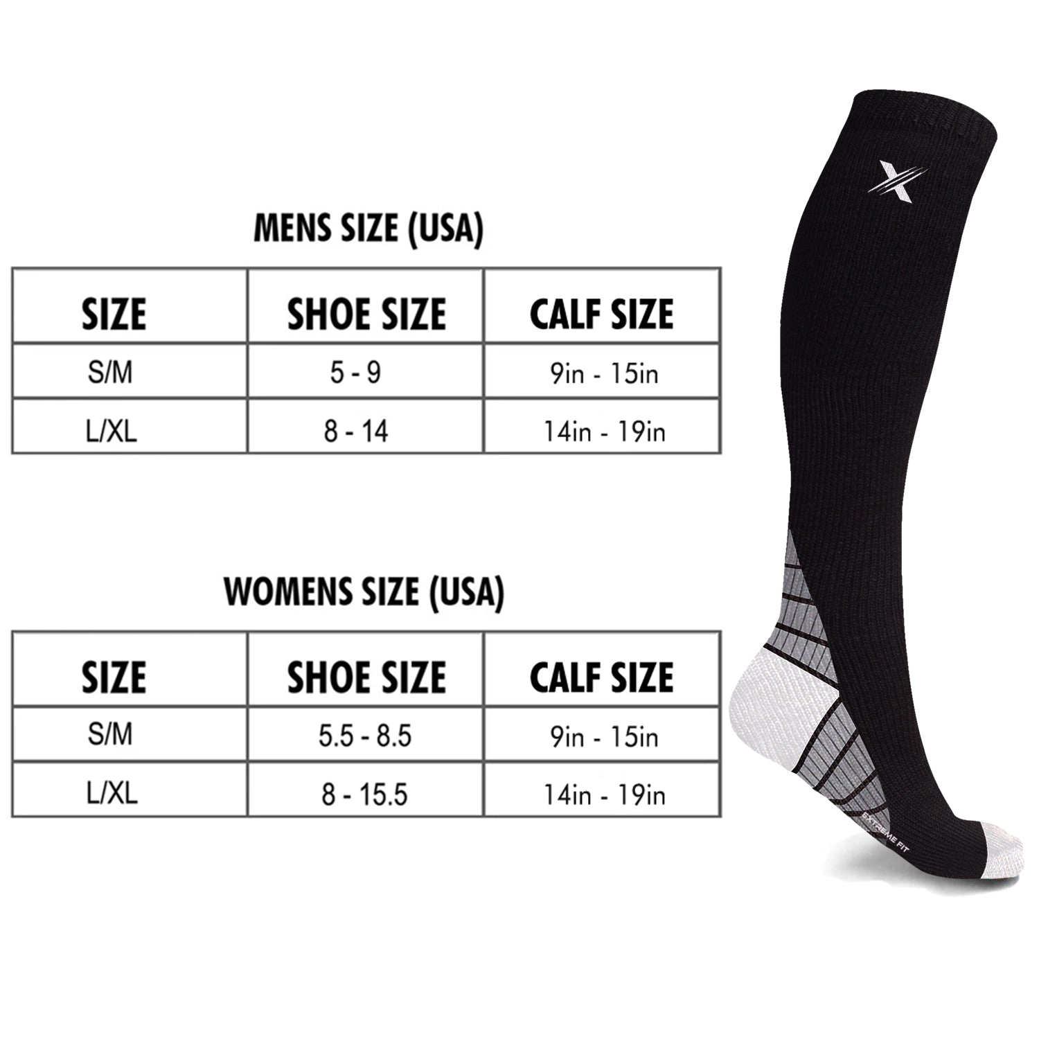 Extreme Fit Unisex Sports Compression Socks - Made For Running, Athletics, Pregnancy And Travel - 6 Pair