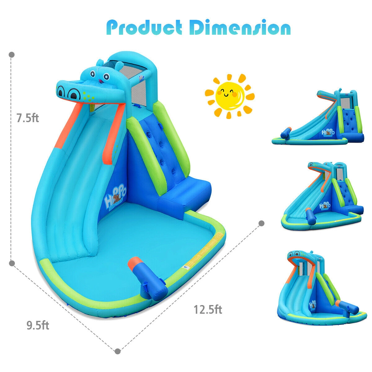 Hivvago Inflatable Water Pool with Splash and Slide Without Blower