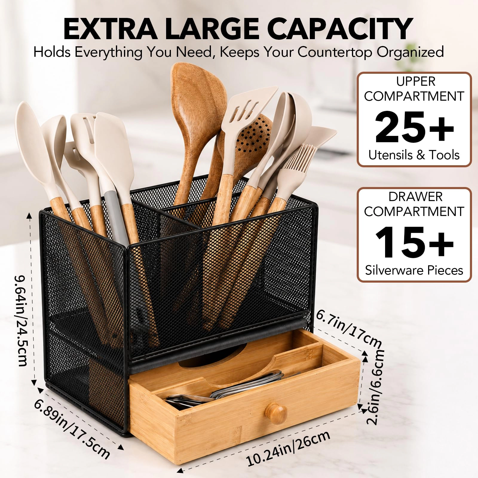 WZK Extra Large With Drying Drawer Kitchen Utensil Holder