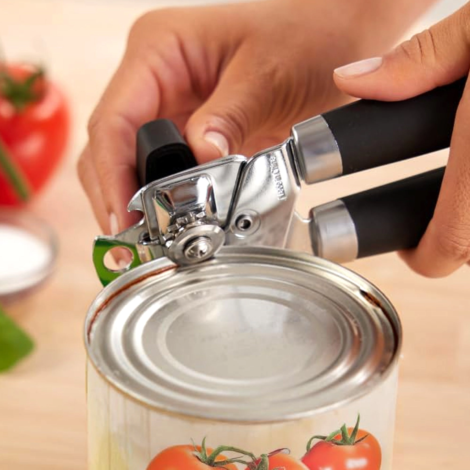 Cheer Collection Heavy Duty Stainless Steel Can Opener with Soft Grip Handles Manual Kitchen Can and Bottle Opener