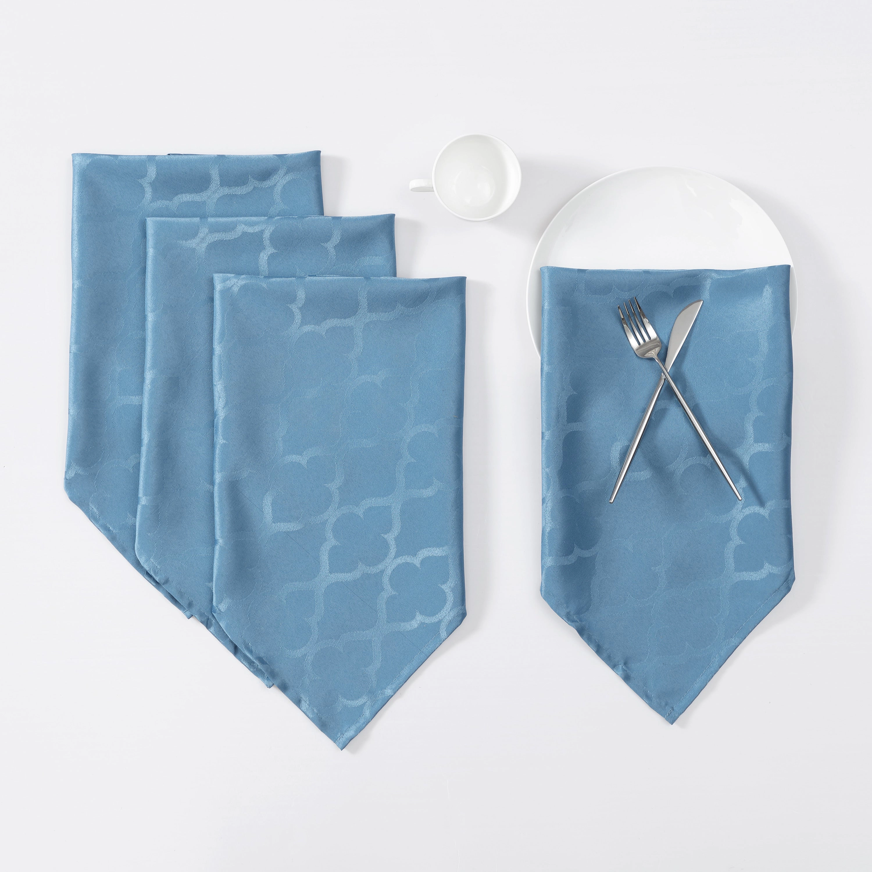 HLC.ME Modena Lattice Jacquard Fabric Water Resistant Dining Table Napkins - Set of 4
