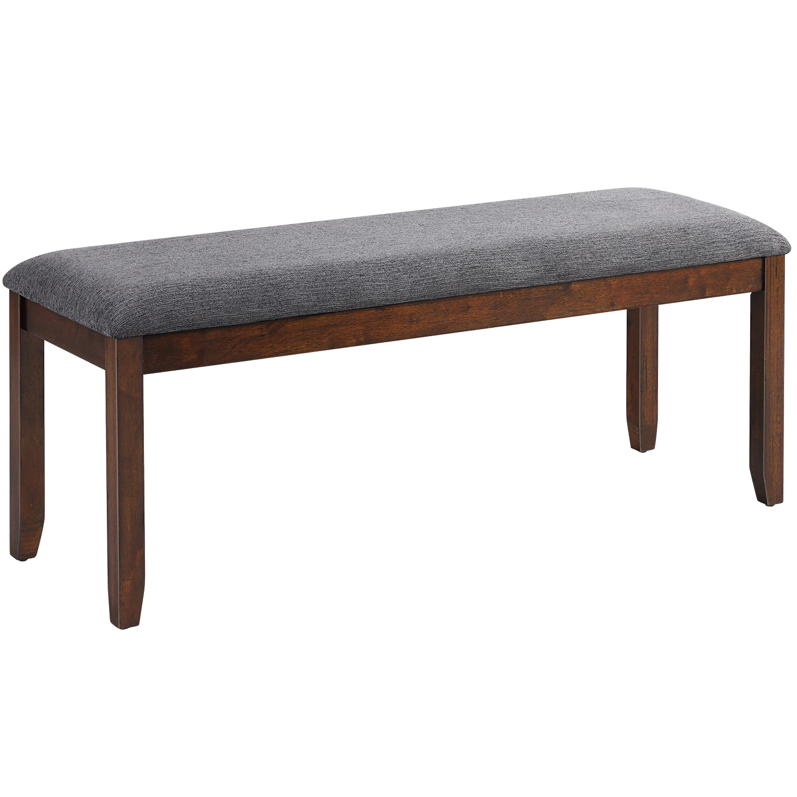 Glintex 47.5-Inch Linen Dining Bench with Rubber Wood Legs and 573-Lb Capacity, Gray & Brown