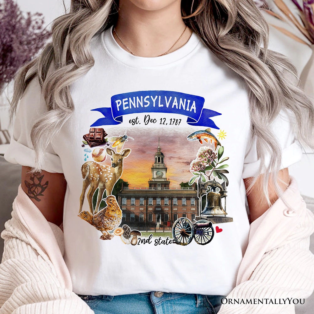 OrnamentallyYou Unisex Artistic Pennsylvania State Themes And Landmarks T-Shirt
