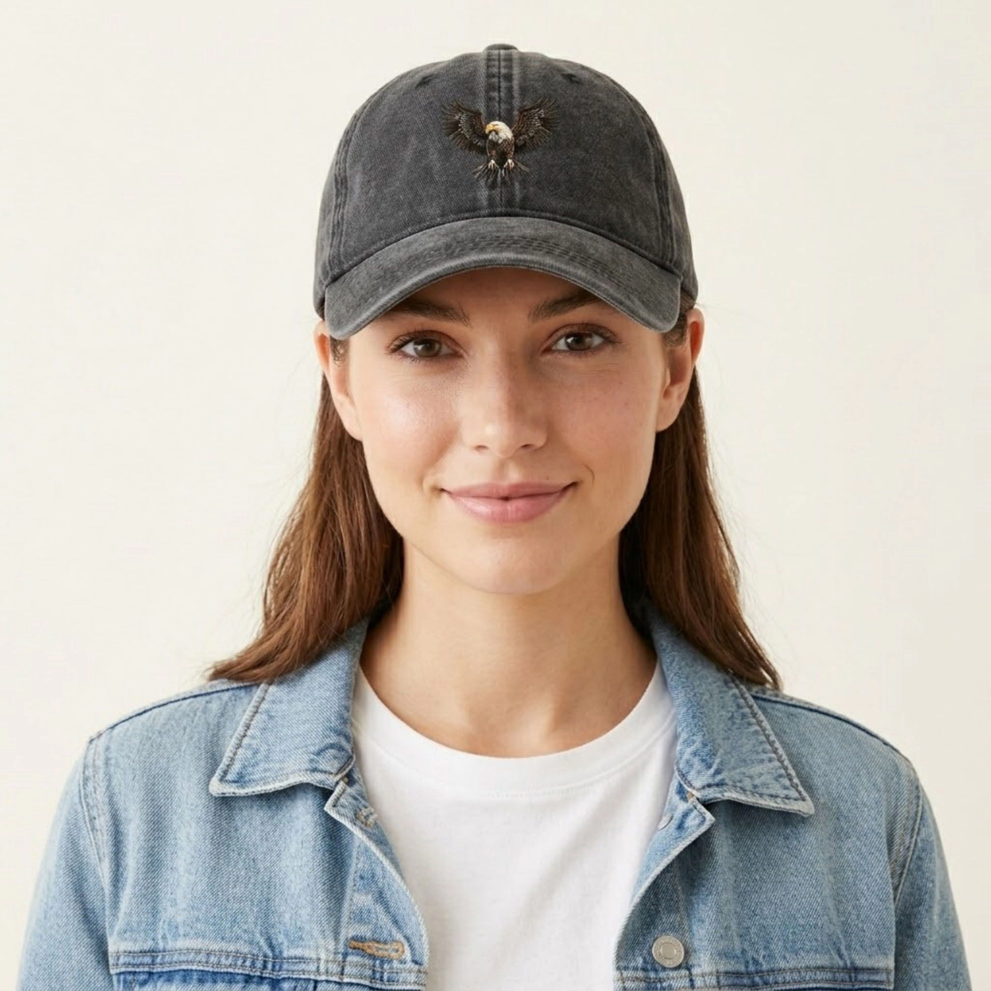 Anna-Kaci Women's Cotton Baseball Cap with Eagle Embroidery Adjustable Strap Casual Everyday Hat