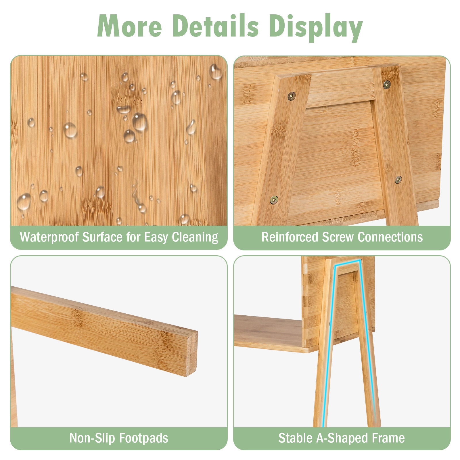 Glintex 2-Piece Stackable Bamboo Side Table Set with Open Storage Compartment, Natural