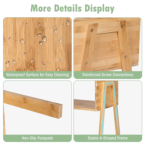Glintex 2-Piece Stackable Bamboo Side Table Set with Open Storage Compartment, Natural