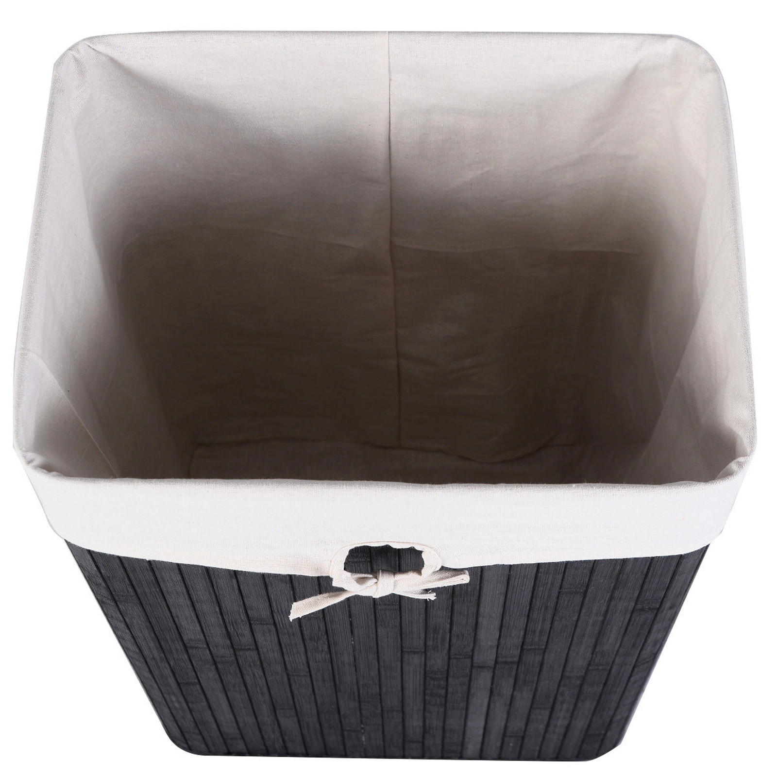 SUGIFT Rectangular Bamboo Laundry Hamper Black 72 L with Removable Cotton Bag and Lid