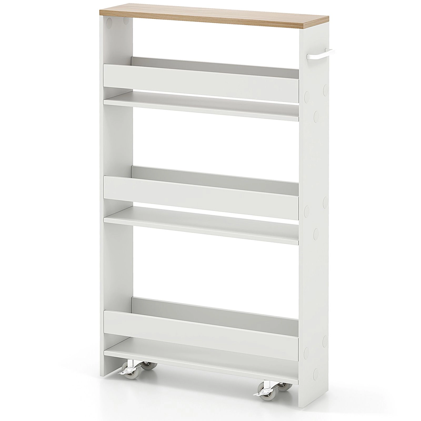 Slickblue 4-Tier Slim Rolling Storage Cart for Kitchen, White