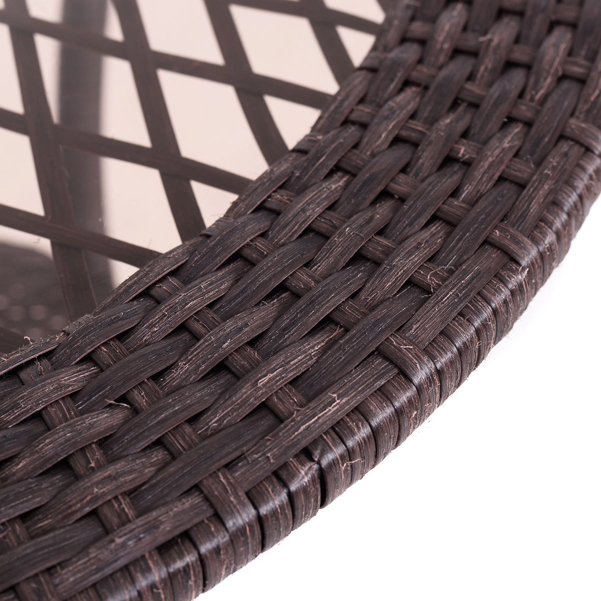 SUGIFT 25.5-Inch Round Wicker Patio Bistro Table with Tempered Glass Top and Shelf
