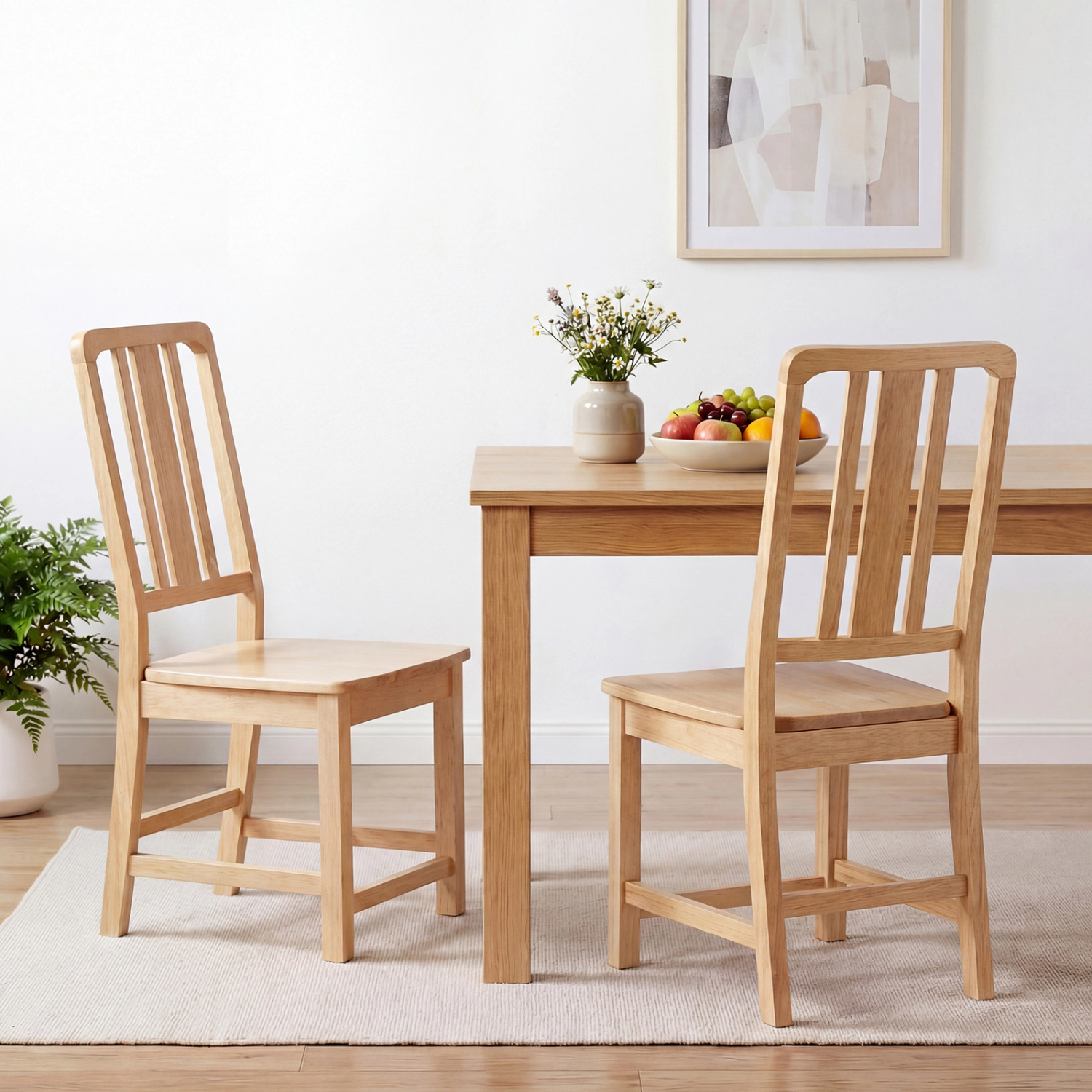 LJG Rubber Wood Dining Chairs Set of with Hollowed Backrest