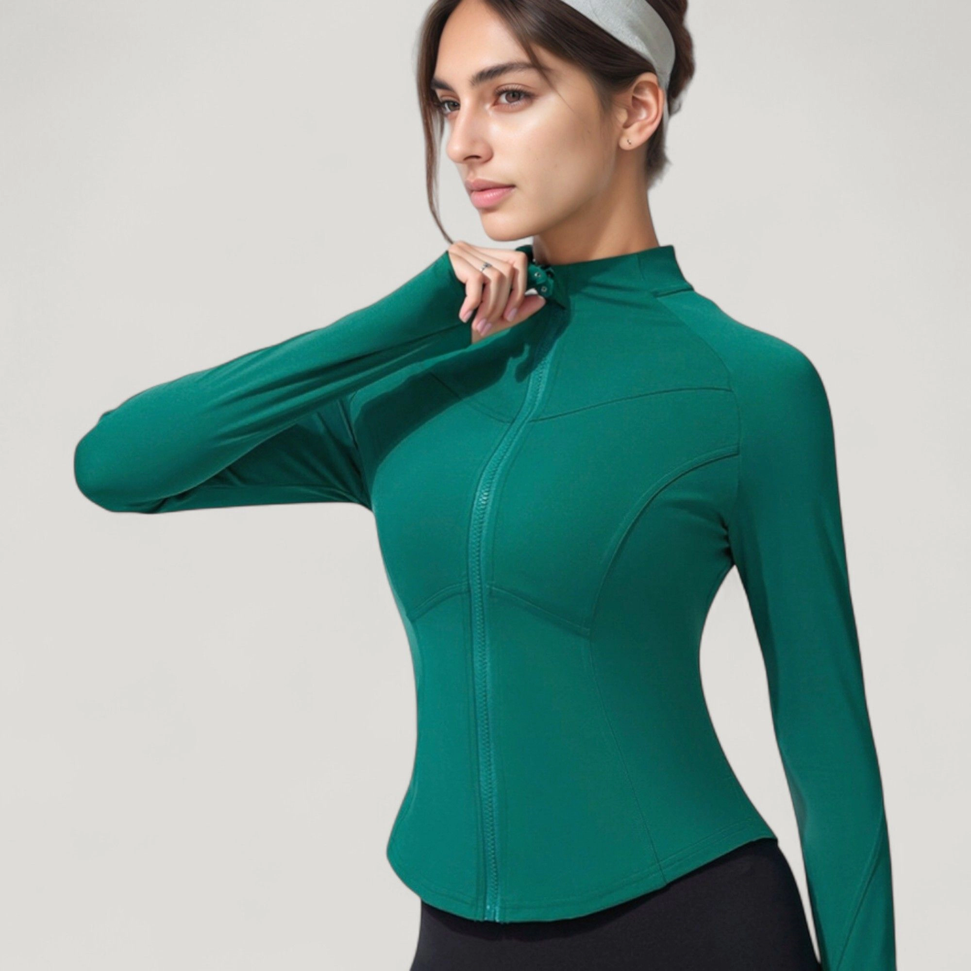 Anna-Kaci Women's Full-Zip Long Sleeve Active Jacket with Slim Fit and High Collar