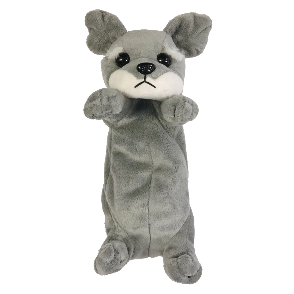 Wrapables Plush Dog Shaped Makeup Pouch, Gray