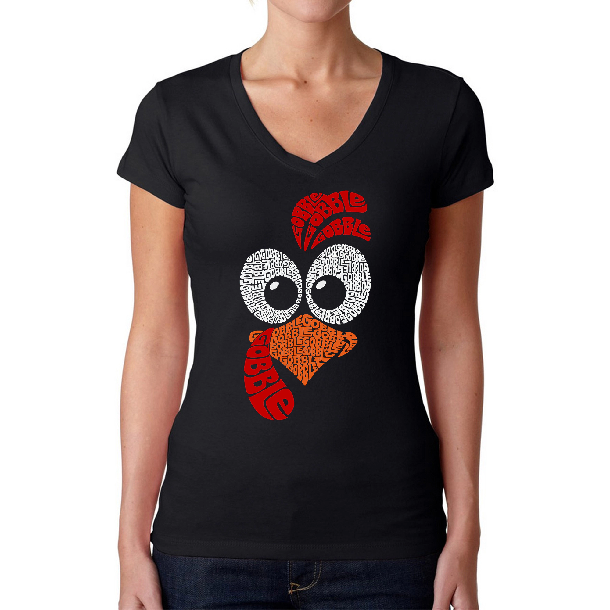 LA Pop Art Womens Word V-Neck T-Shirt