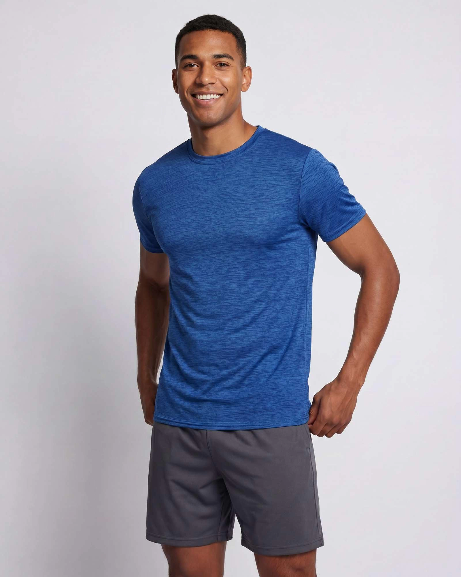 PIGFDK 5 Pack Men's Dry Fit Workout Crew Neck Athletic Gym Running Tees