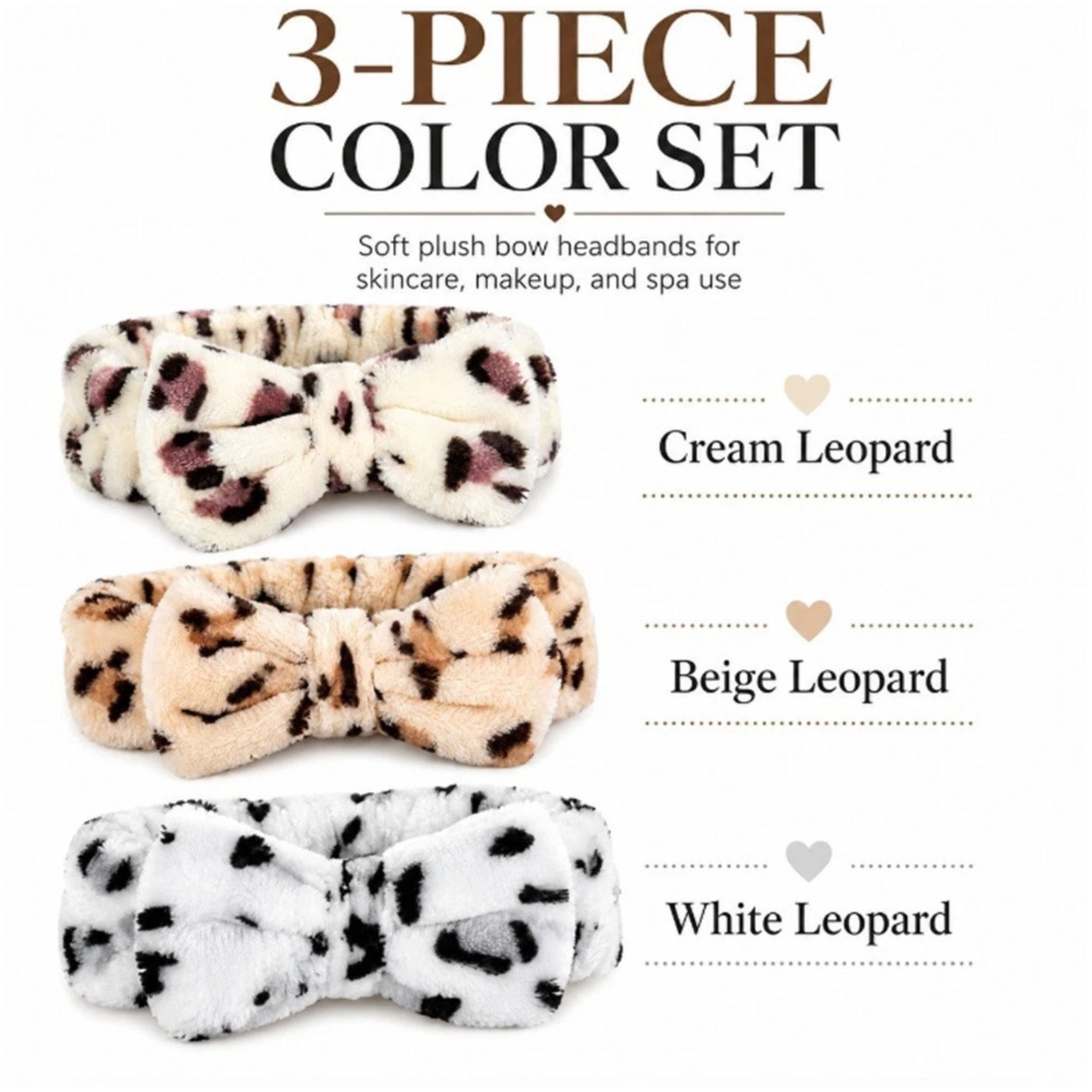 Home Collection Women & Girls Pack of 3 Microfiber Bow Spa Headbands