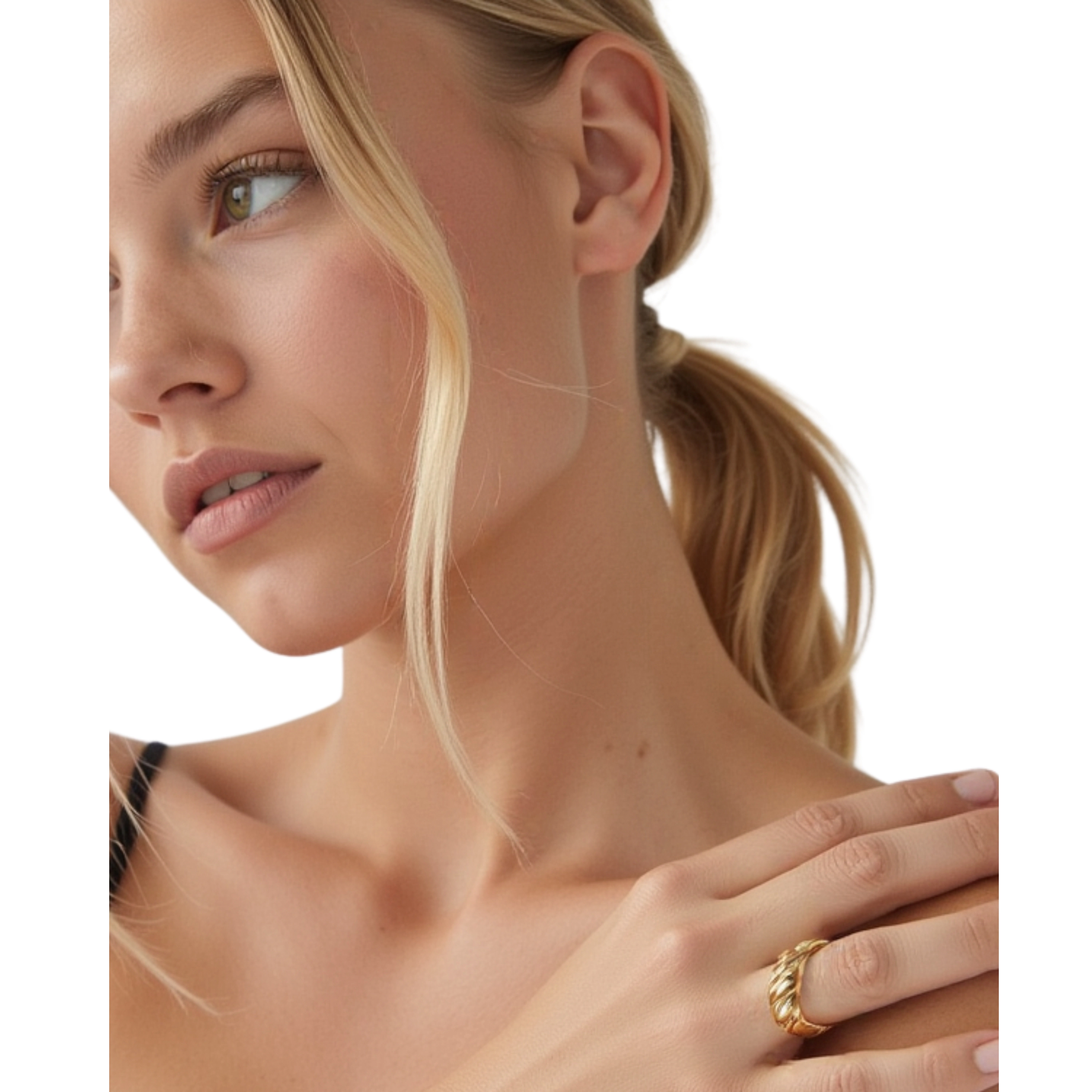 Akalia Waterproof 18K Gold-Plated Croissant Ring