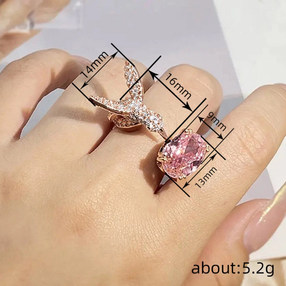 Wardrobe Whimsy Hummingbird Design Oval Cubic Zirconia Statement Ring