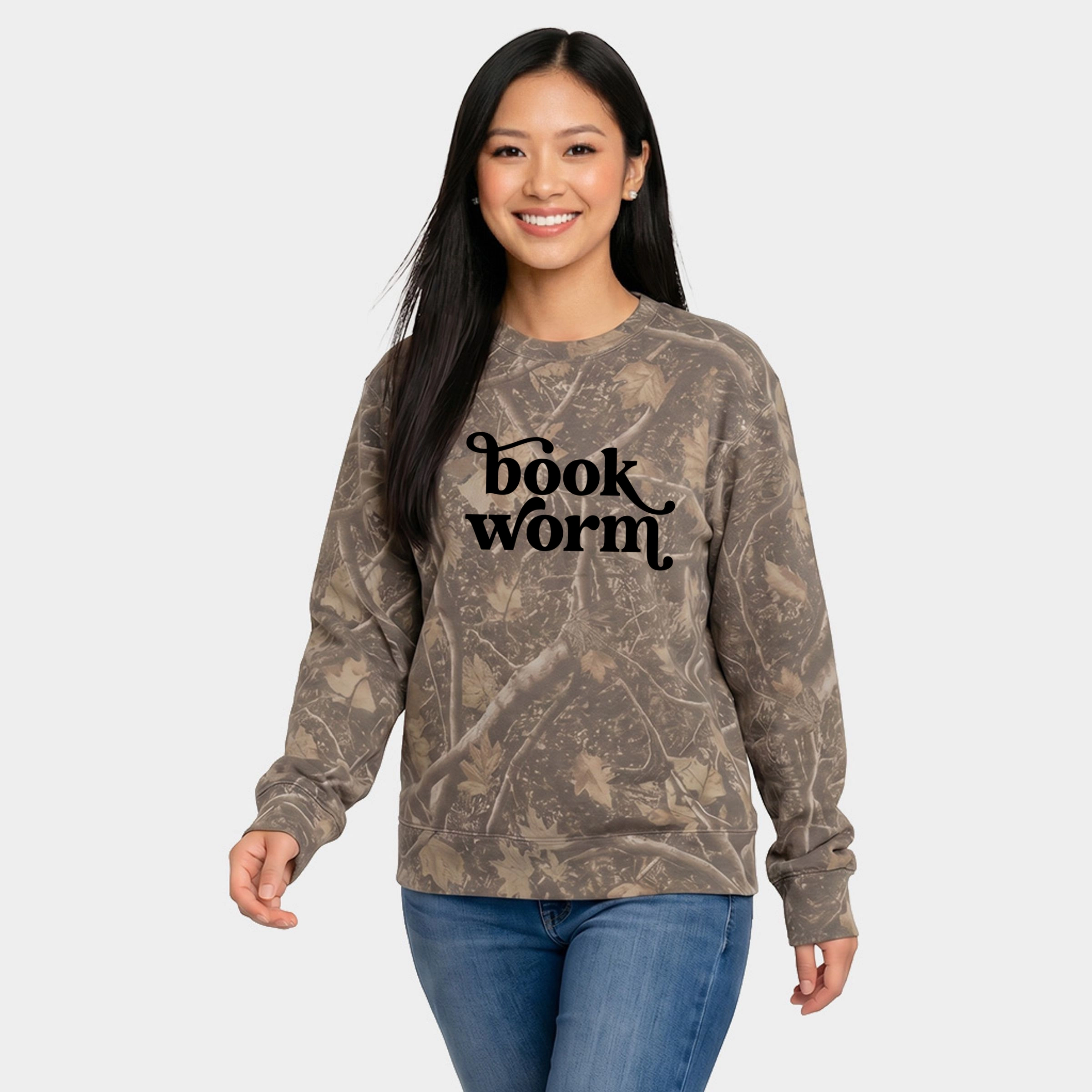 Simply Sage Market - Women's Camo Sweatshirt Book Worm