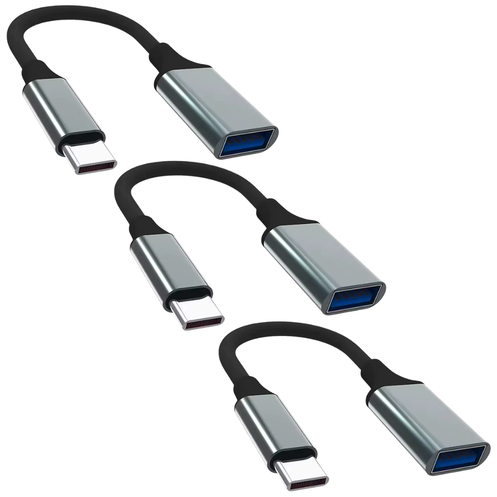 Qixxronics USB to USB C Adapter (3 Pack), Type C Male to USB A Female Adapter for Macbook, iPad, Samsung, Laptops