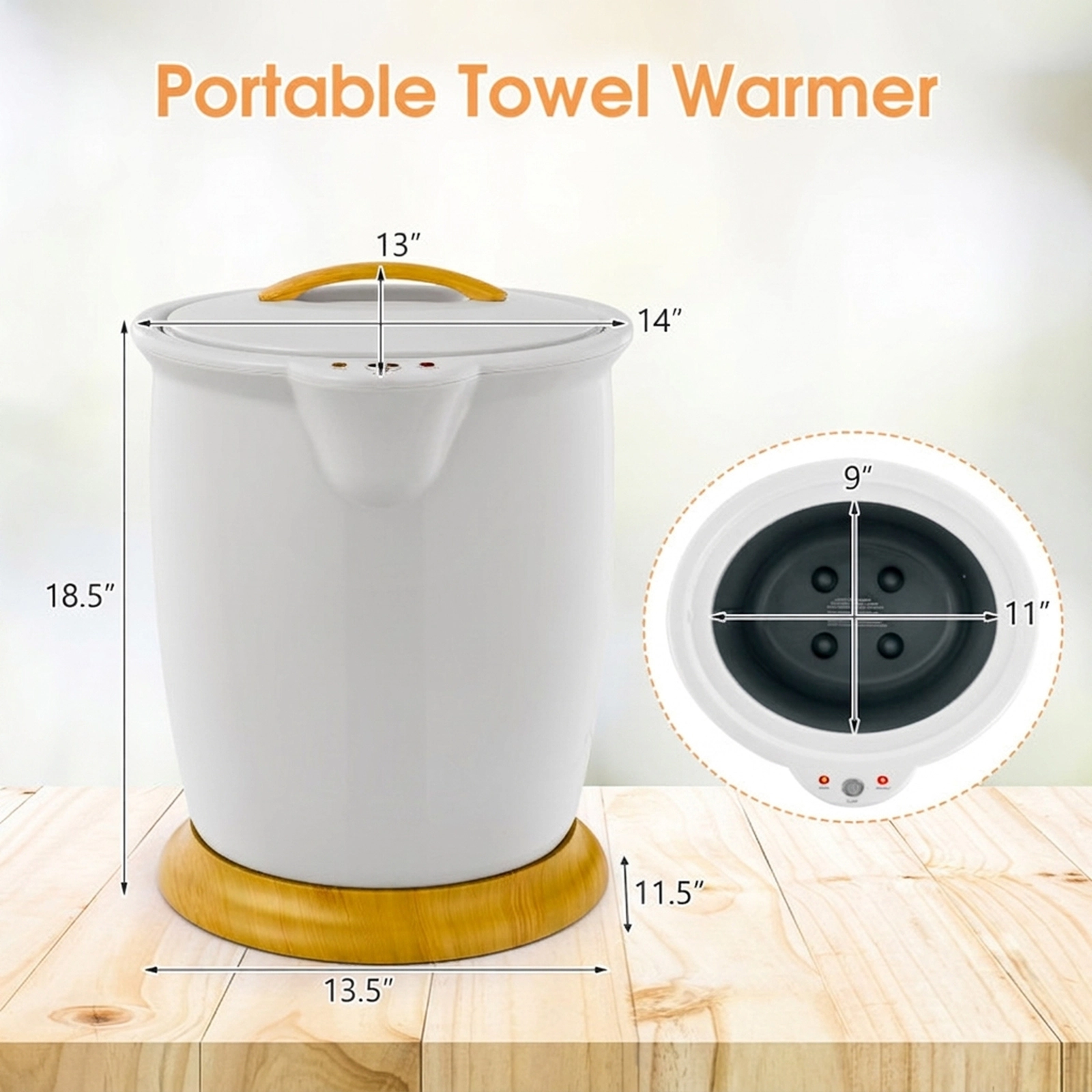 SUGIFT 20L Towel Warmer Bucket, 400W, One-Touch Control, 60-Minute Auto Shut-Off