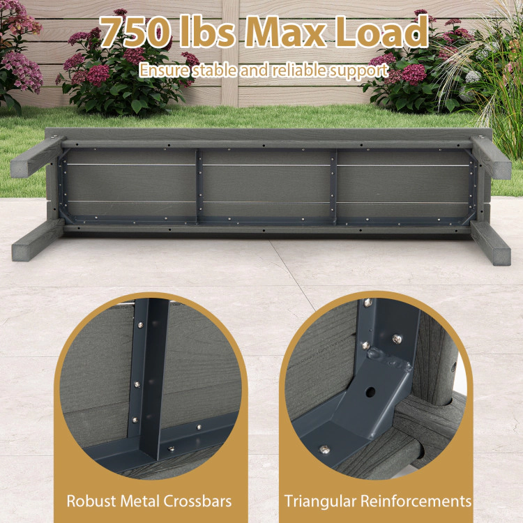 Hivvago 55" Hdpe Outdoor Bench 2-3 People Weatherproof Backless Patio Garden Bench