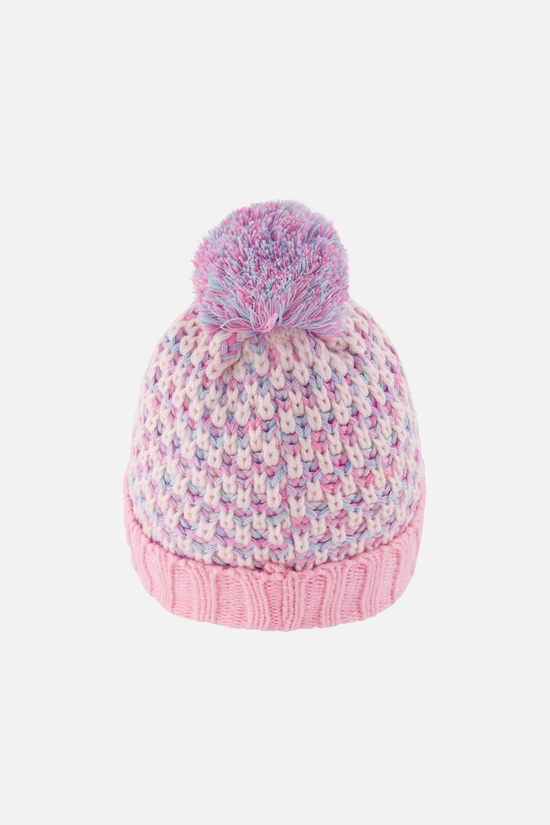 Deux par Girls Stockinette Stitch Winter Knit Hat with Pompom