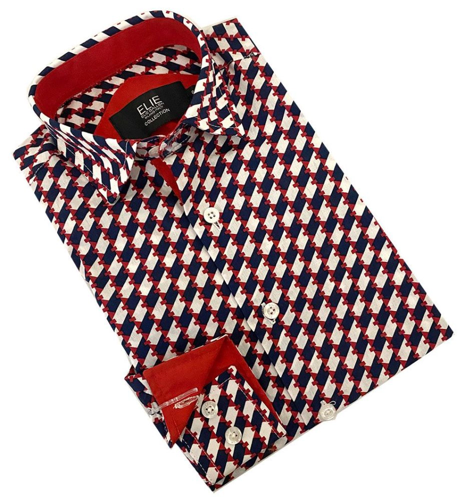 Elie Balleh Boys Slim Fit Geometric Shirt