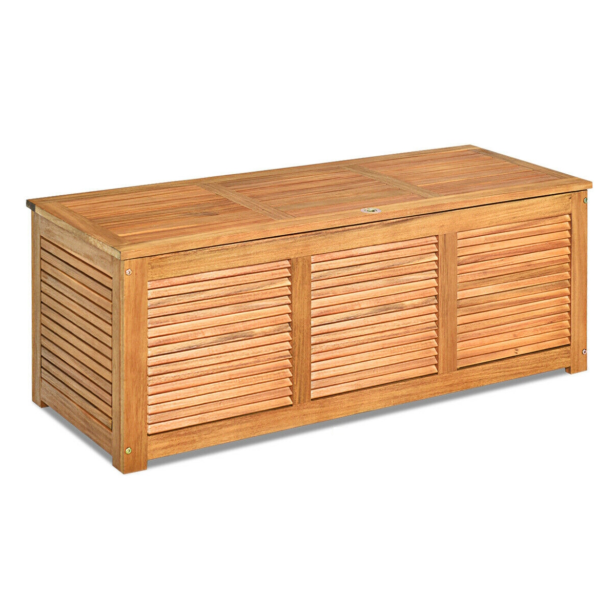 SUGIFT 46-Gallon 355-lb Capacity Acacia Wood Outdoor Storage Box and Bench with Galvanized Flip-Top Lid