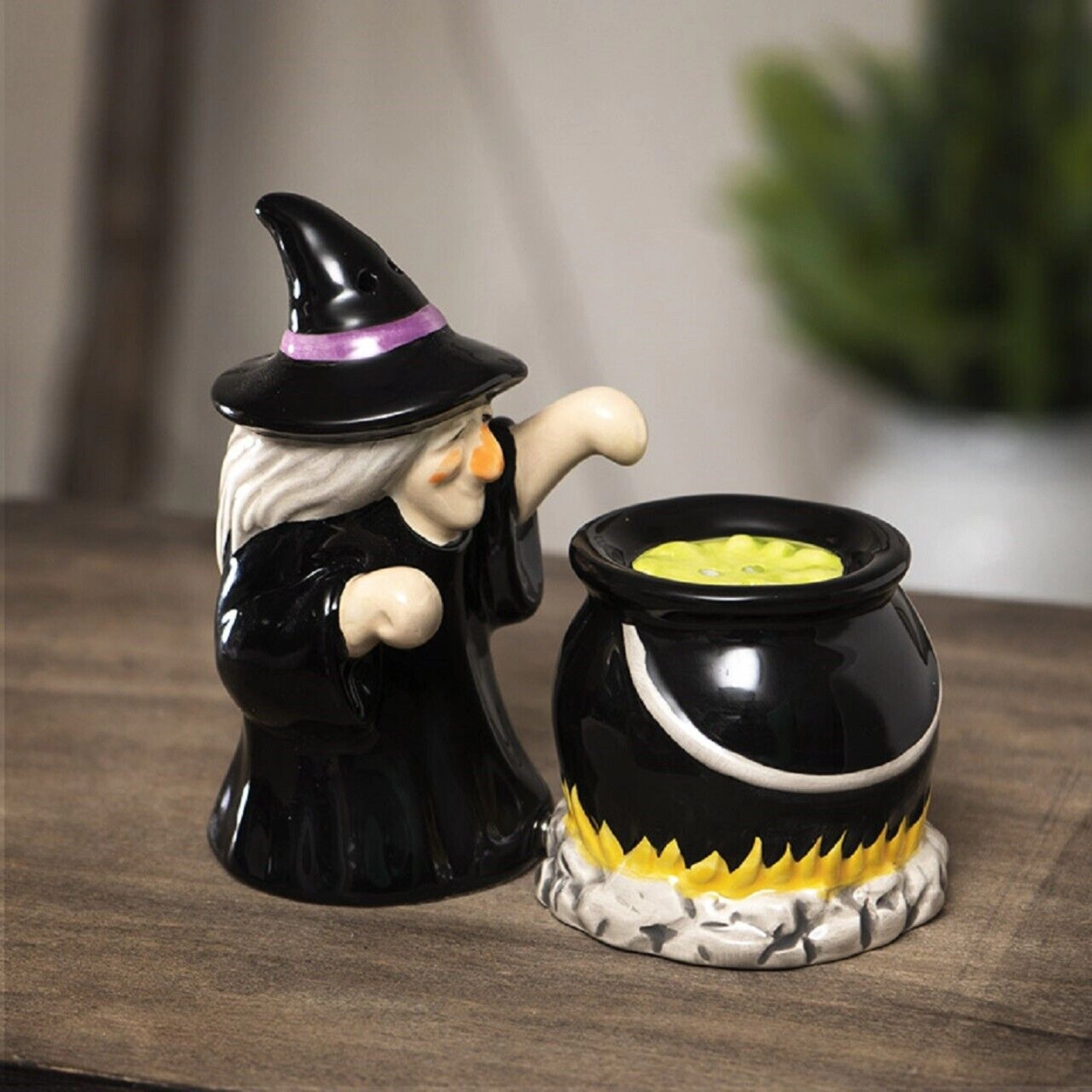 Pacific Giftware Witch and Cauldron Magnetic Salt and Pepper Shaker Set 2.2 Inch