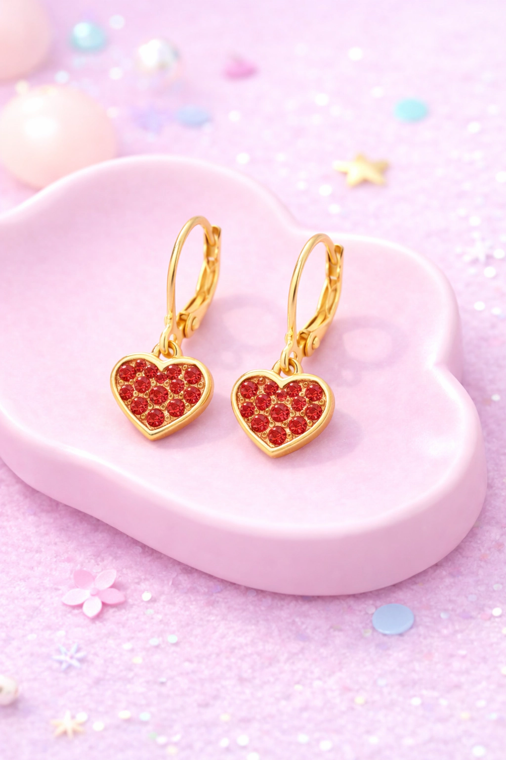 CHANTEUR Kids 18K Gold-Plated Heart Leverback Earrings - Sterling Silver, Hypoallergenic