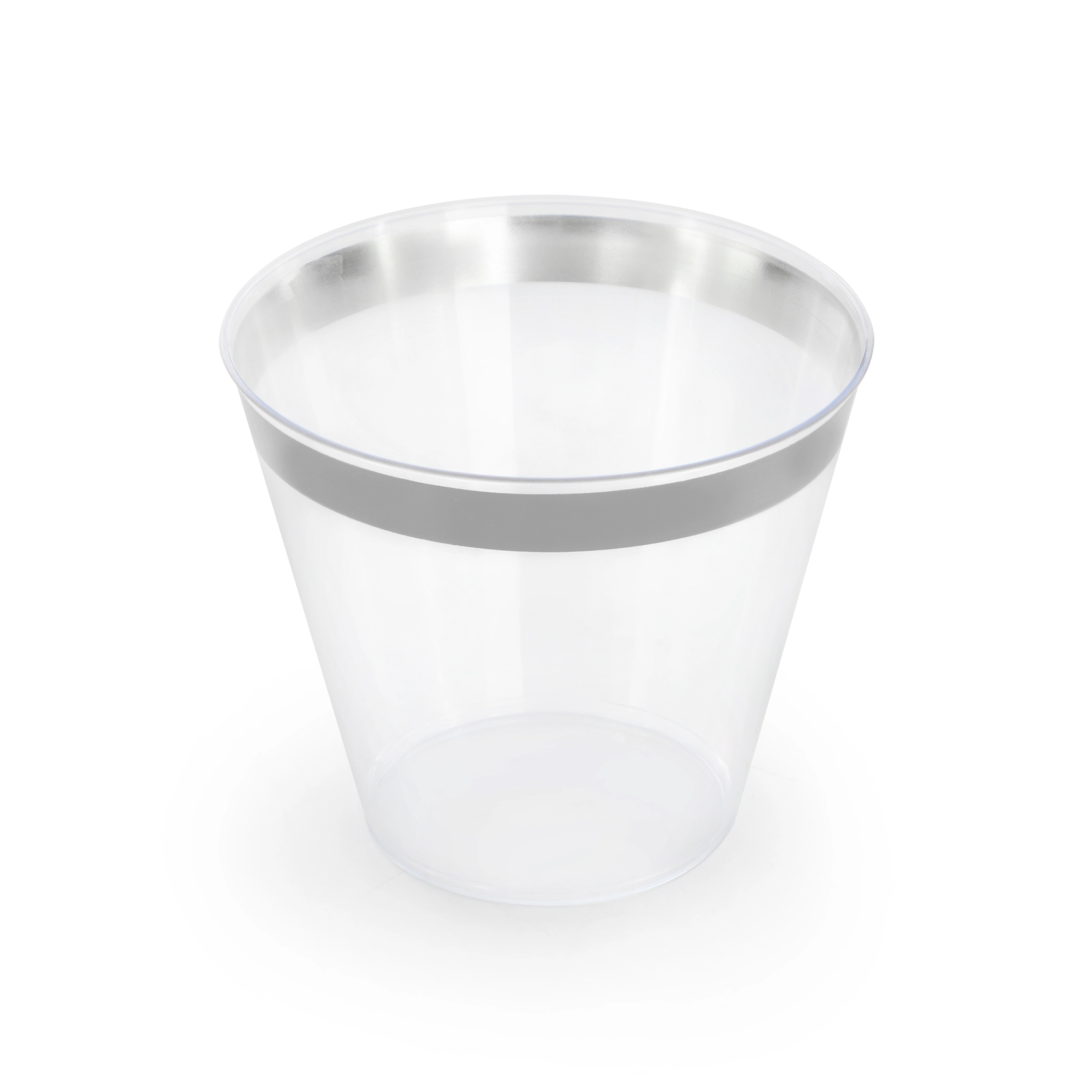 Elama 350 Piece Disposable Plastic Dinnerware Party Set for 50 Guests in White with Silver Trim