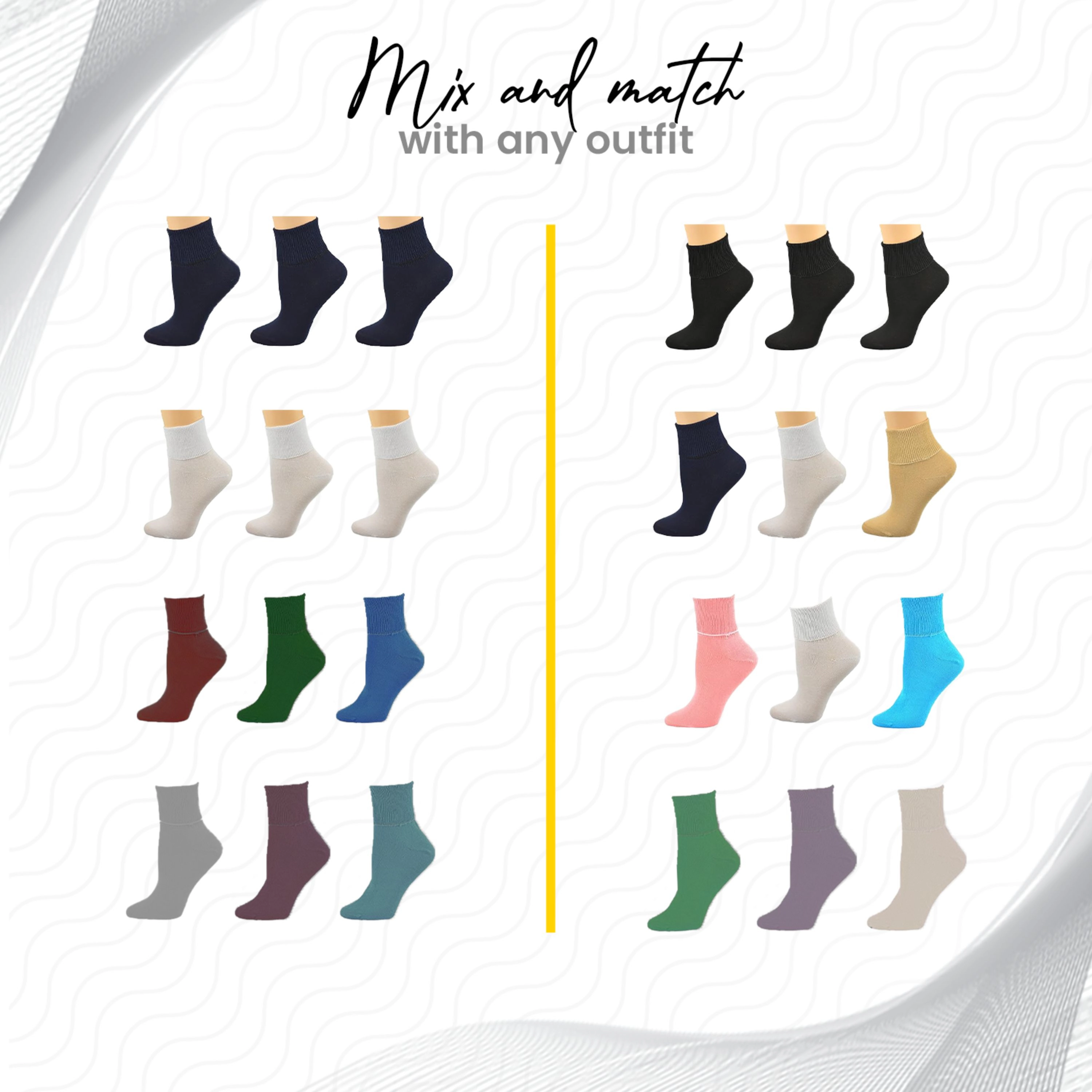 Wear Sierra Women's Combed Cotton Ankle Turn Cuff 3 Pair Pack Socks