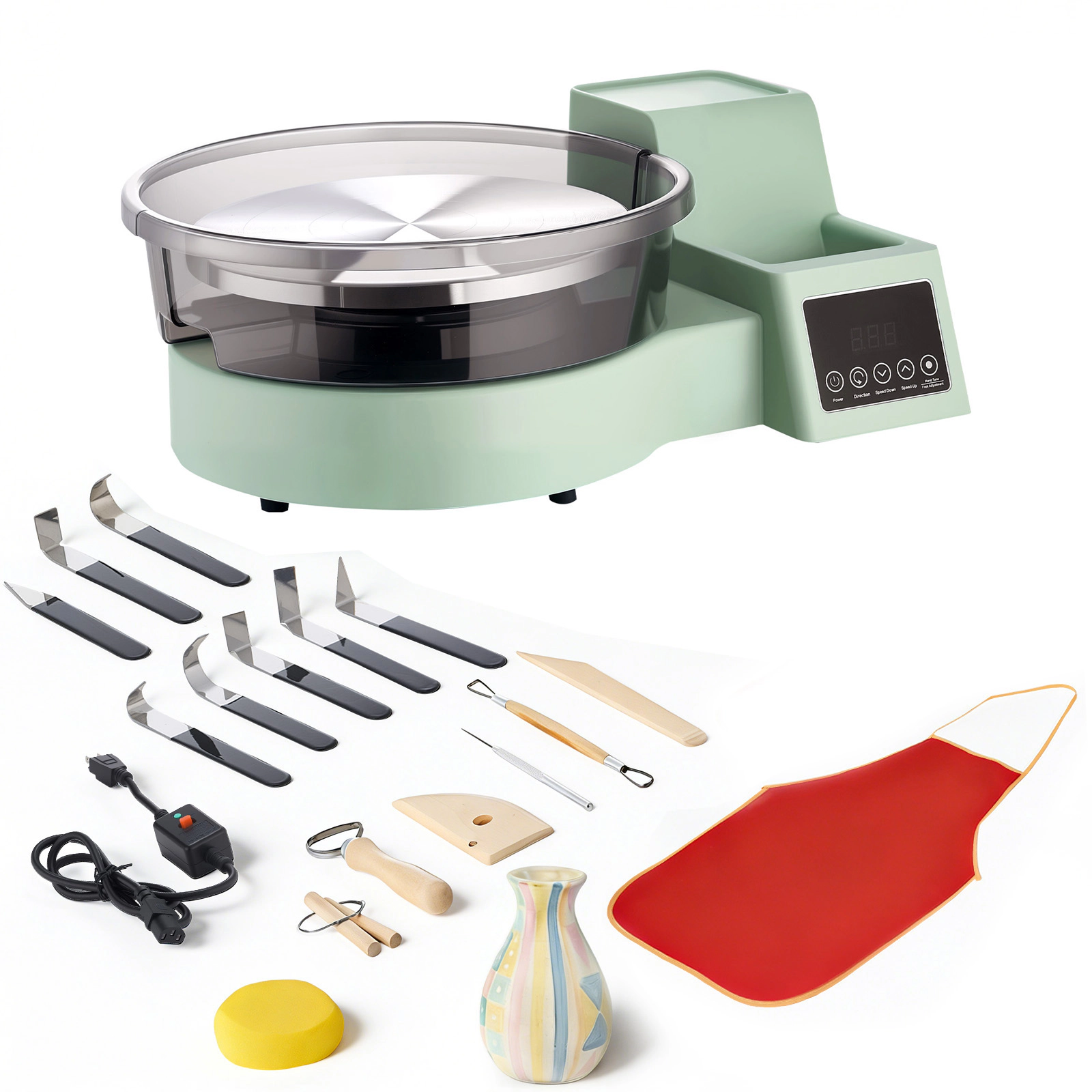 HONGGE Pottery Wheel for Adults 11" Aluminum Turntable 450W Electric Table Top with Foot Pedal 30-300 RPM
