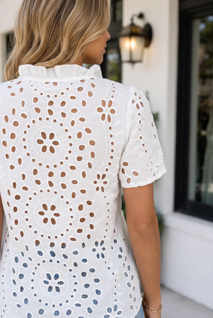 Threaded Pear Ila Hollow Out Blouse