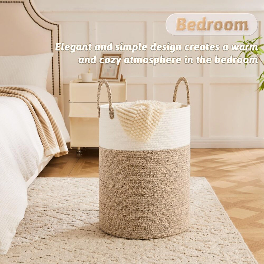 Novsight Trading Unisex Woven Cotton Rope Laundry Basket 60L