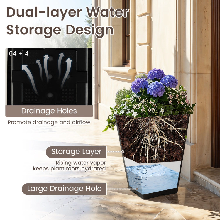 Hivvago Square Tapered Planters with Removable Inner Buckets