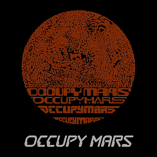 LA Pop Art Occupy Mars - Men's Word Art Hooded Sweatshirt