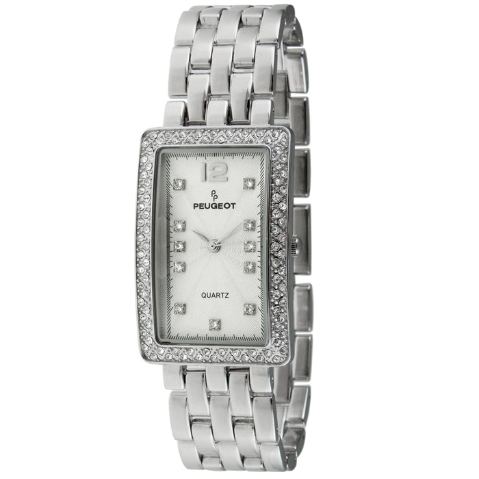 Peugeot Women's 40x25mm Silver Bracelet Watch with Crystal Bezel