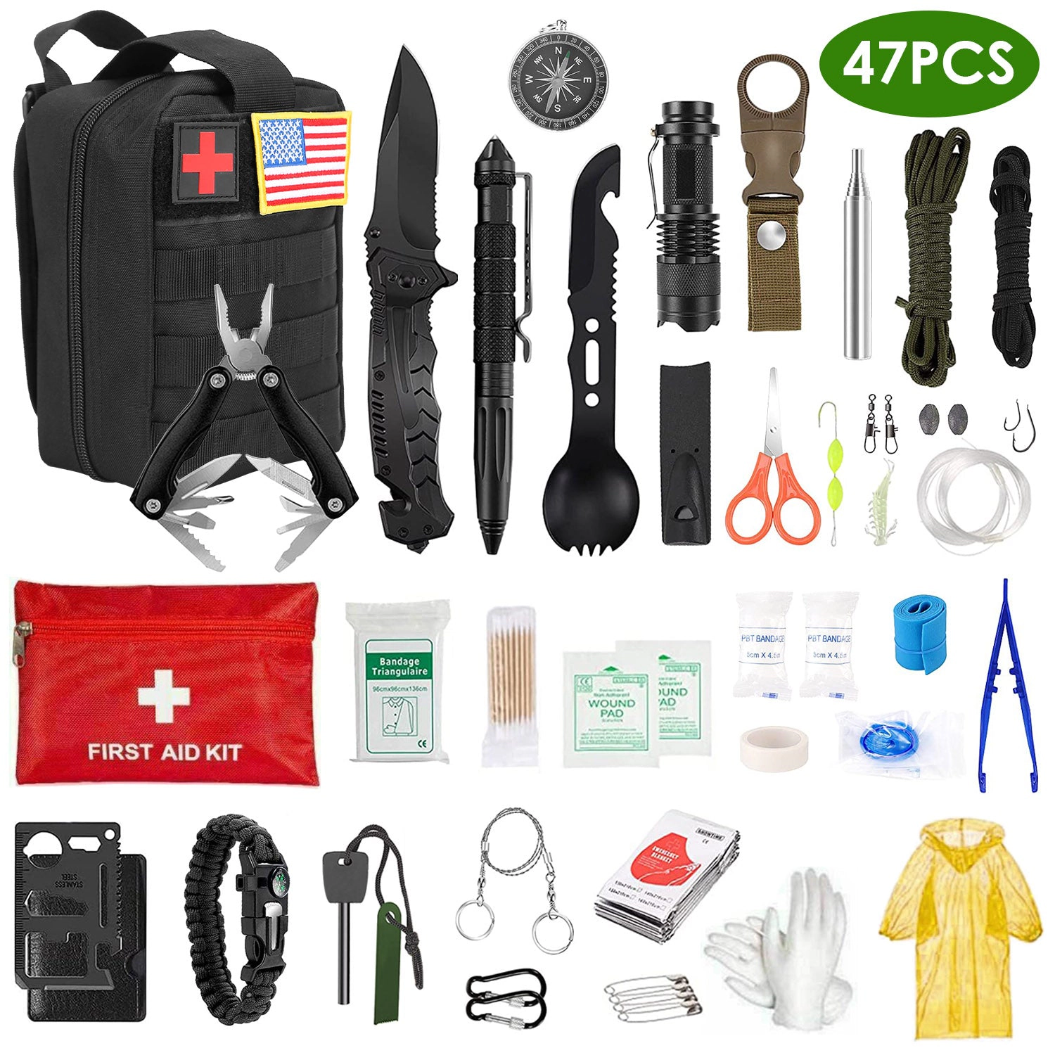 GBruno 47-Piece Emergency Survival Kit With Pouch