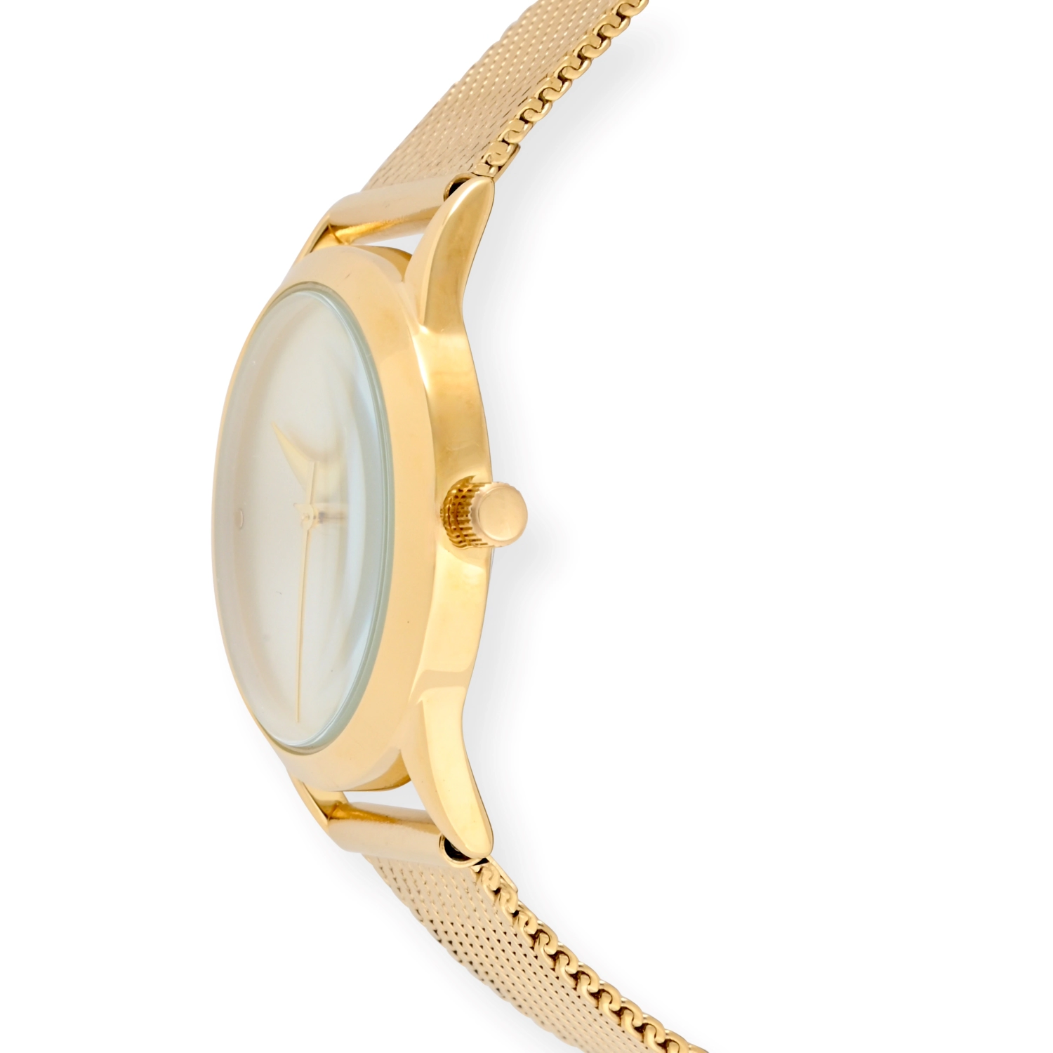 Peugeot Women's 30mm Wafer Slim Gold Plated Case Watch Champagne Dial with Mesh Band