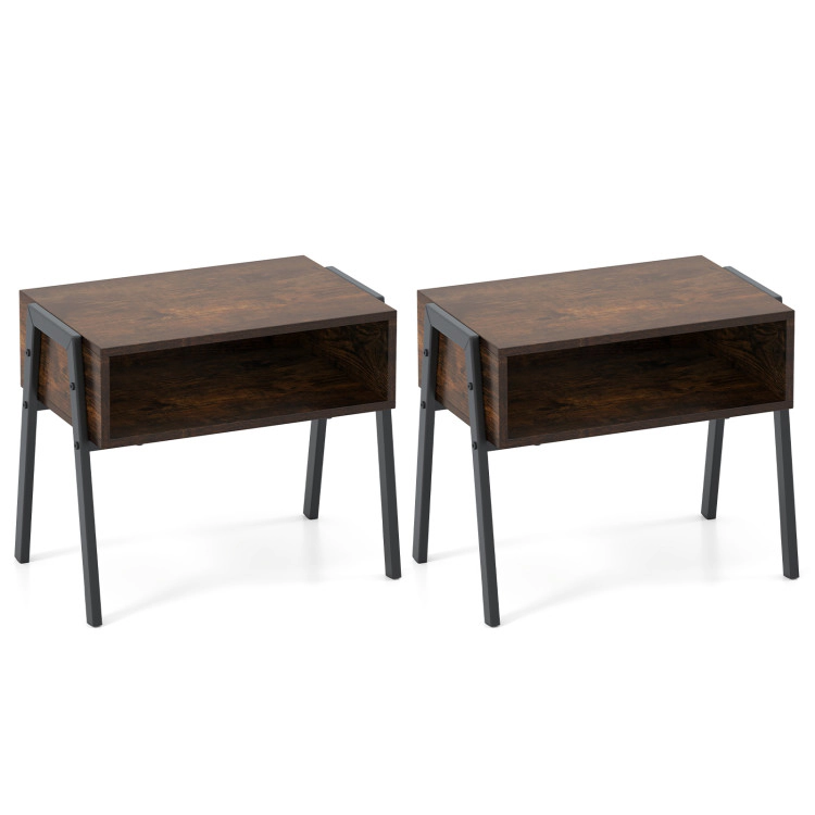 Hivvago 2 Pieces Stackable Night Stand Bedside End Table Set
