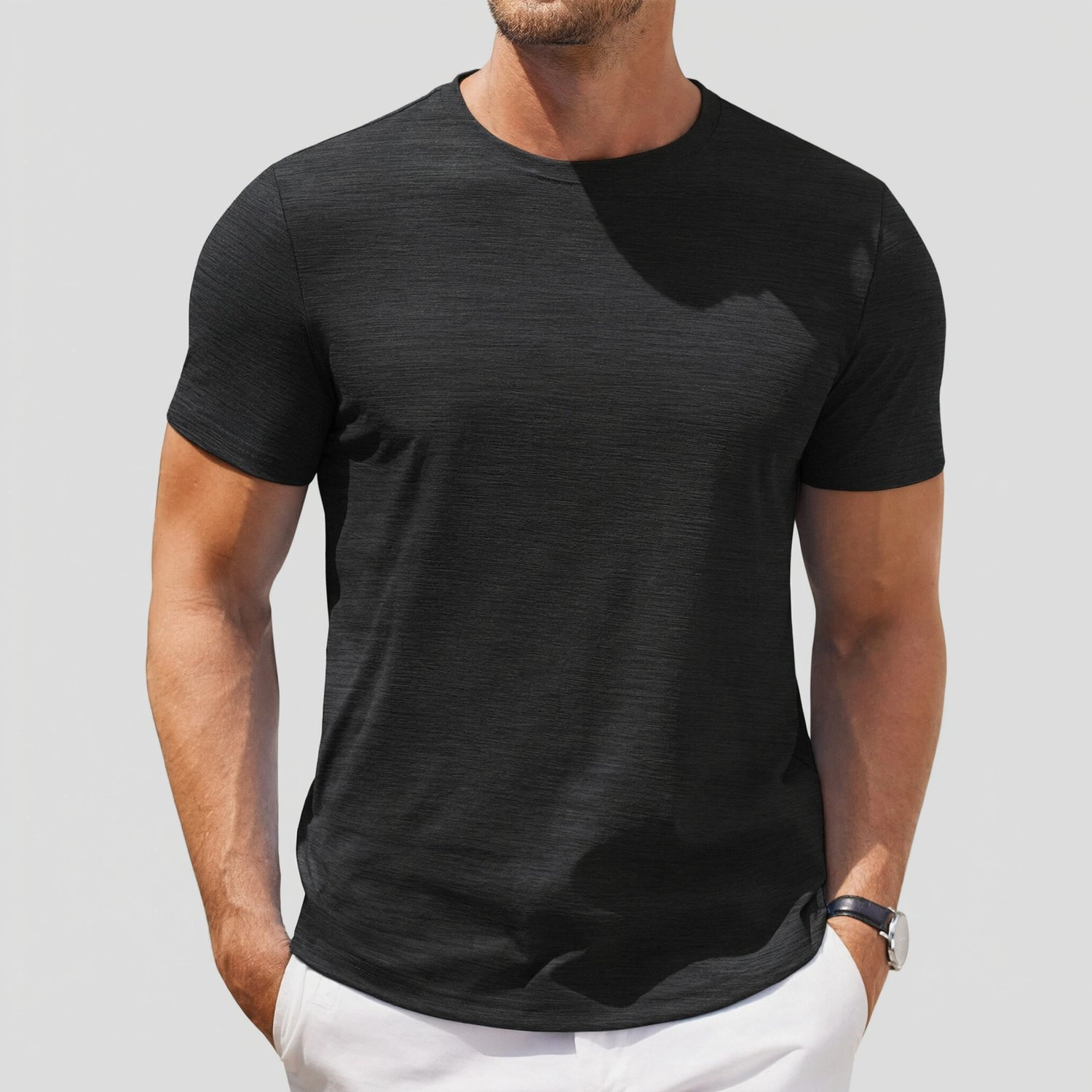 COOFANDY Mens Casual Short Sleeve T-Shirts  Crew Neck Slim Fit Curved Hem Tees