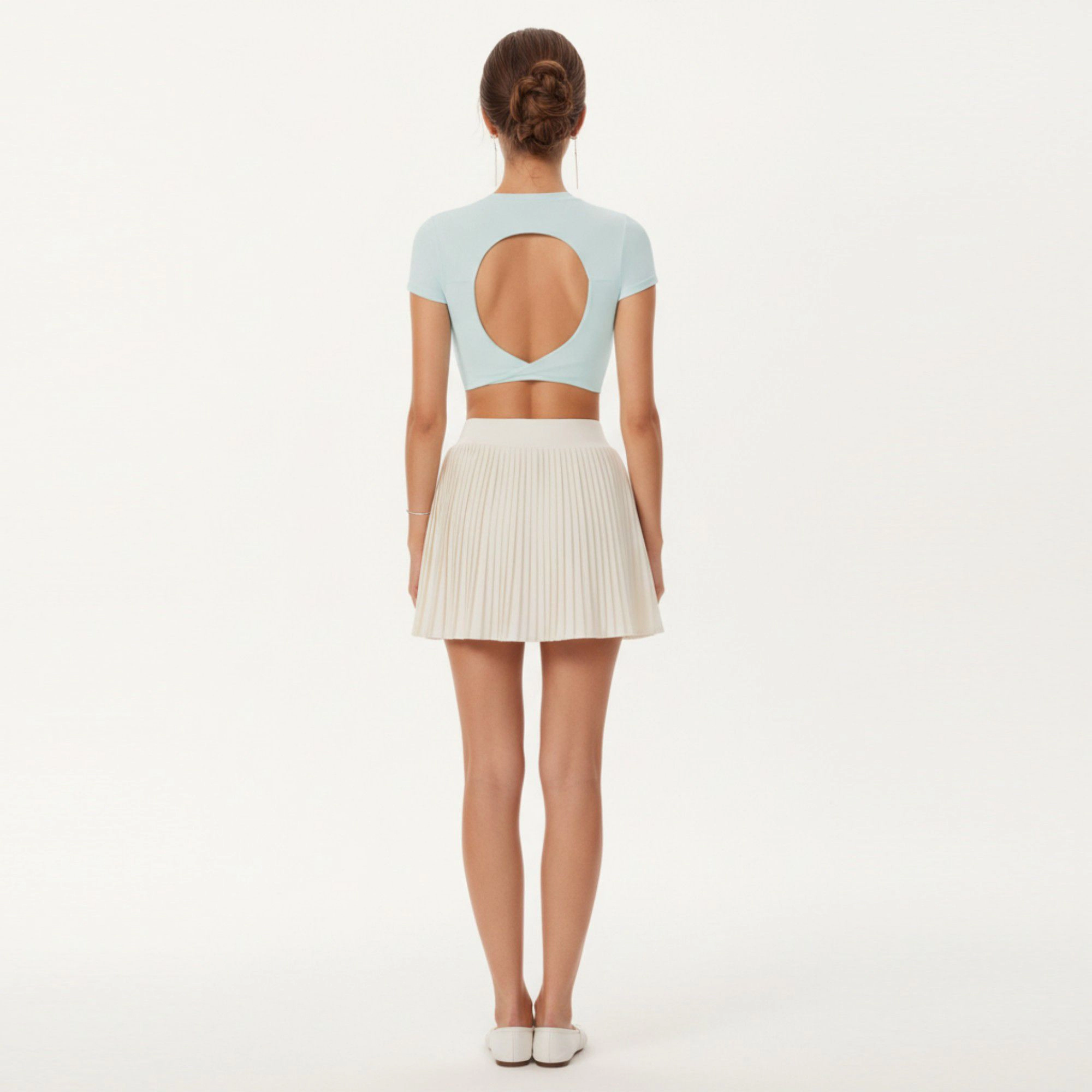 Anna-Kaci Women's Short Sleeve Cropped Top with Open Back Cutout and Stretch Fit