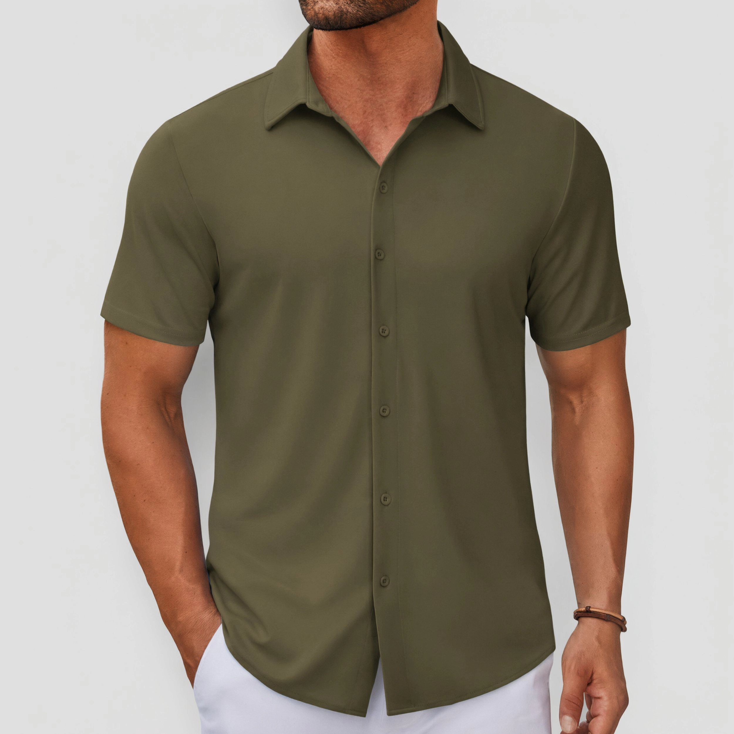 COOFANDY Mens Dressy Short Sleeve Shirt  Spread Collar Button Down Casual Tops