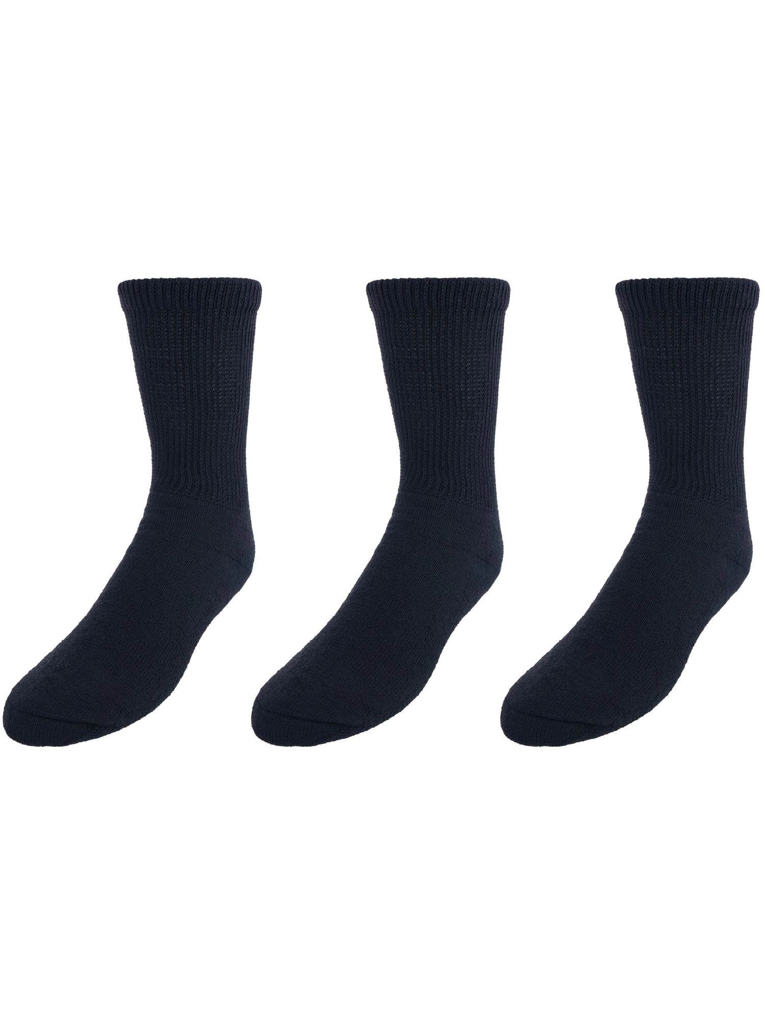CTM Men's Diabetic Non Binding Crew Socks (3 Pairs)