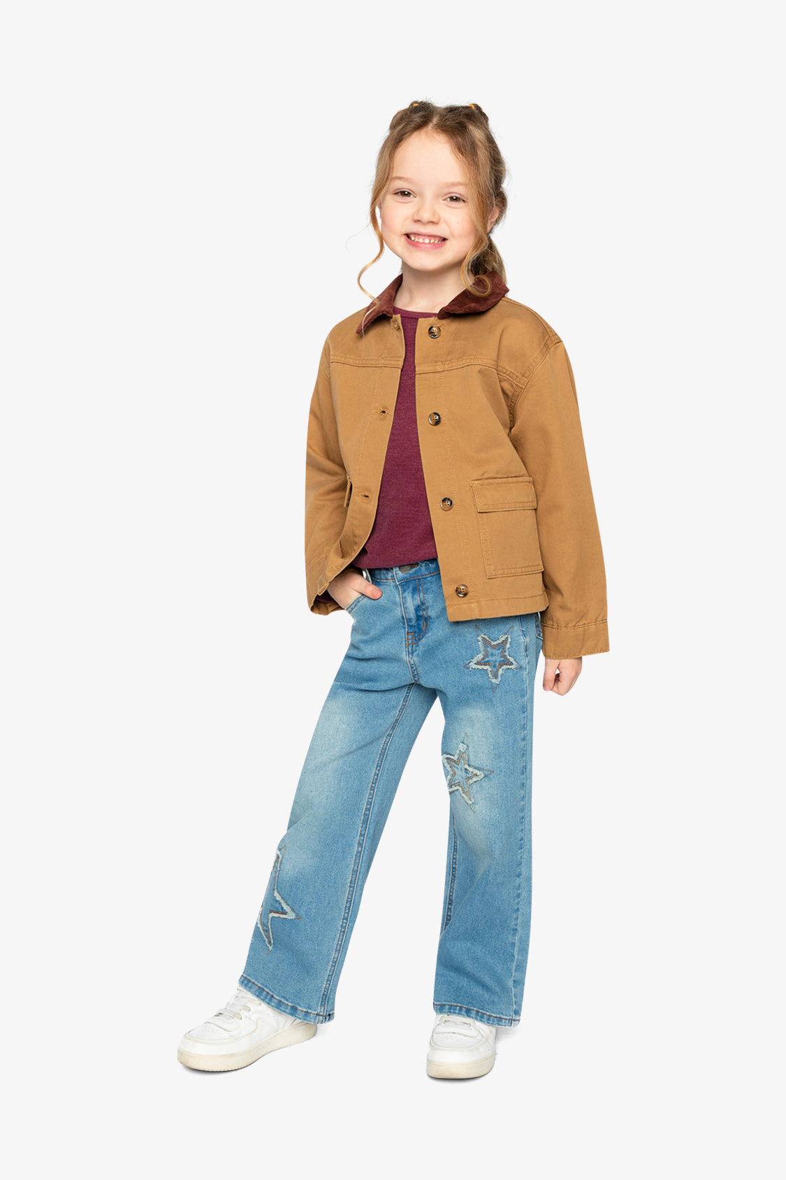 Deux par Deux Unisex Button-Front Ribbed Collar Barn Jacket