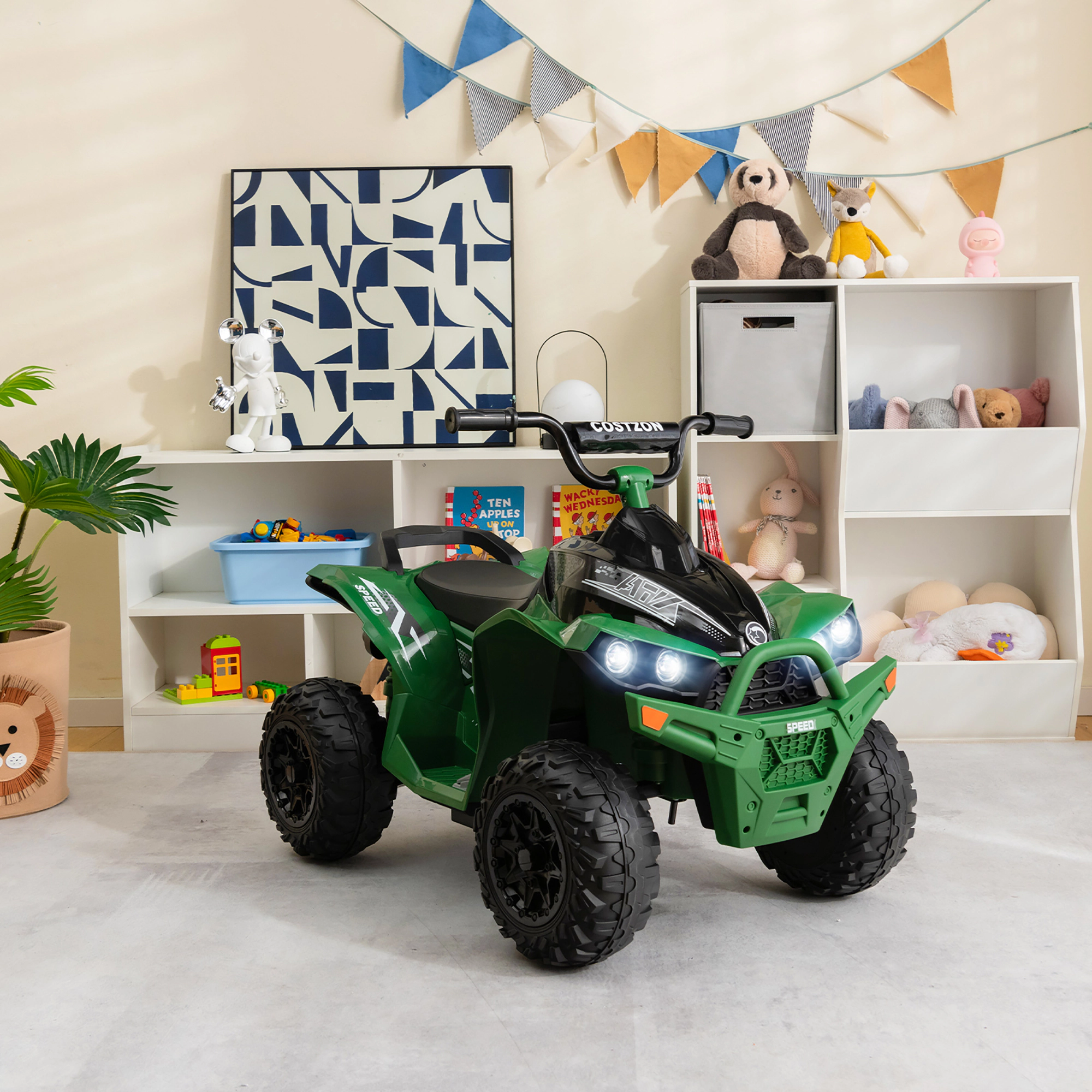 Costway 12V Battery Powered Kids Ride On ATV Electric 4-Wheeler Quad Car with MP3 & Light