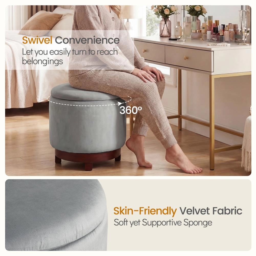 Hivvago 360° Swivel Velvet Foot Rest With Hidden Storage For Living Room